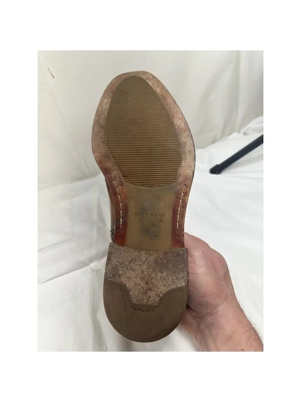 COLE HAAN COGNAC LEATHER WINGTIP BROGUE LACE UP OXFORD DRESS SHOES MEN'S 9.5M